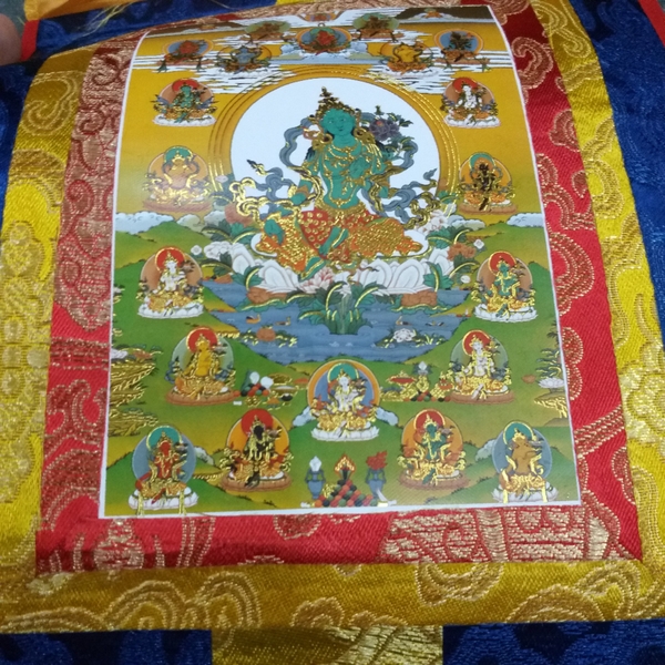 Tranh Thangka Tara Lục Độ Mẫu Bồ Tát_35x20cm